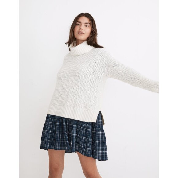 NWT Madewell Checkered Turtleneck Sweater XXL - Picture 1 of 7